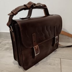 Ručne šitá kožená taškas 5 priečinkami